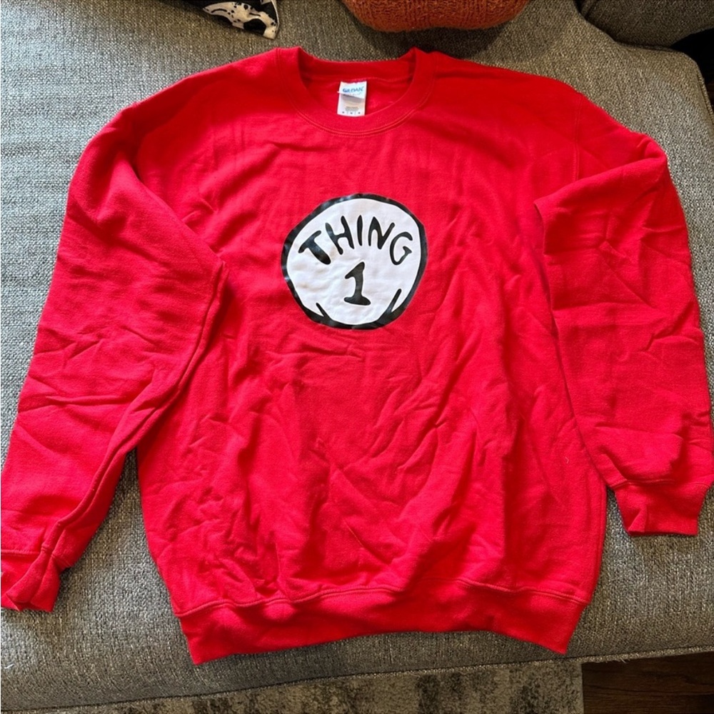 Thing One Halloween Sweatshirt Gildan Brand Size Medium Unisex Like New